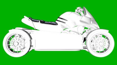 bir motor yeşil bir arka plan üzerinde beyaz 3d render izole