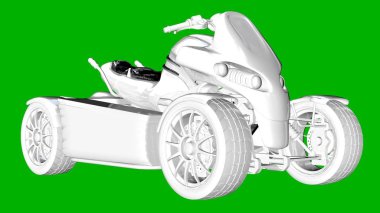 bir motor yeşil bir arka plan üzerinde beyaz 3d render izole