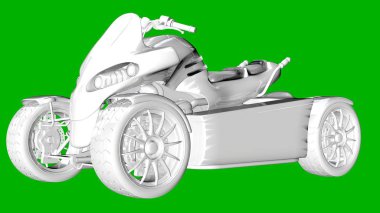 bir motor yeşil bir arka plan üzerinde beyaz 3d render izole