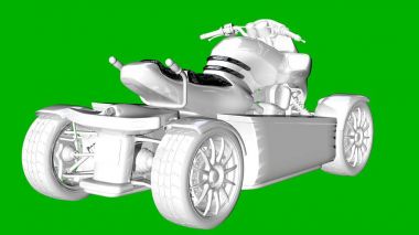 bir motor yeşil bir arka plan üzerinde beyaz 3d render izole