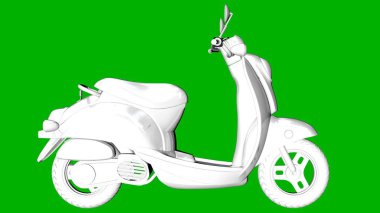 bir motor yeşil bir arka plan üzerinde beyaz 3d render izole