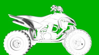 bir motor yeşil bir arka plan üzerinde beyaz 3d render izole