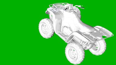 bir motor yeşil bir arka plan üzerinde beyaz 3d render izole