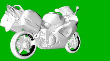 bir motor yeşil bir arka plan üzerinde beyaz 3d render izole