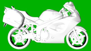 bir motor yeşil bir arka plan üzerinde beyaz 3d render izole