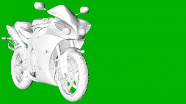 bir motor yeşil bir arka plan üzerinde beyaz 3d render izole