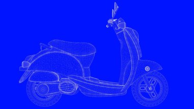 3D Render mavi bir bac üzerinde beyaz çizgiler mavi bir baskı motor