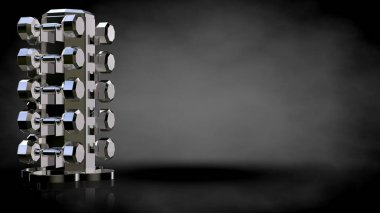 karanlık bir backgro bir metalik yansıtıcı spor araçları 3D render
