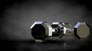 karanlık bir backgro bir metalik yansıtıcı spor araçları 3D render