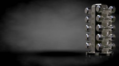 karanlık bir backgro bir metalik yansıtıcı spor araçları 3D render