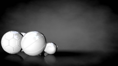karanlık bir arka plan üzerinde beyaz bir yansıtıcı topları 3D render