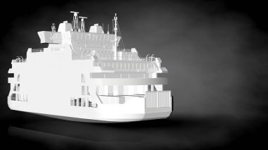karanlık bir arka plan üzerinde beyaz bir yansıtıcı gemisinin 3D render