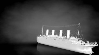 karanlık bir arka plan üzerinde beyaz bir yansıtıcı gemisinin 3D render