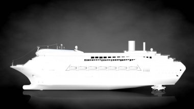 karanlık bir arka plan üzerinde beyaz bir yansıtıcı gemisinin 3D render