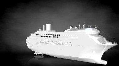 karanlık bir arka plan üzerinde beyaz bir yansıtıcı gemisinin 3D render