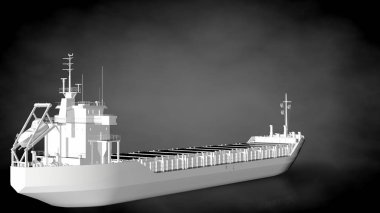 karanlık bir arka plan üzerinde beyaz bir yansıtıcı gemisinin 3D render