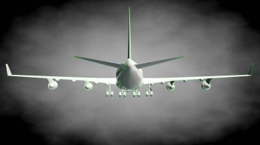 yansıtıcı bir uçak yeşil anahatları belirlenmiş çizgiler ile 3D render 