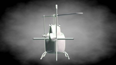 yansıtıcı bir helikopter 3D rendering yeşil Seviyelendirilmiş lin ile