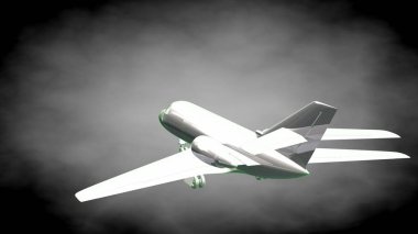 yansıtıcı bir uçak yeşil anahatları belirlenmiş çizgiler ile 3D render 