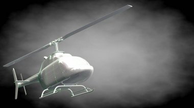 yansıtıcı bir helikopter 3D rendering yeşil Seviyelendirilmiş lin ile