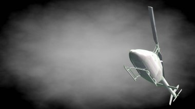yansıtıcı bir helikopter 3D rendering yeşil Seviyelendirilmiş lin ile