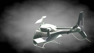 yansıtıcı bir helikopter 3D rendering yeşil Seviyelendirilmiş lin ile