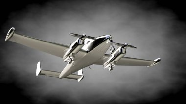 karanlık bir backgrou metalik bir yansıtıcı uçakta 3D render