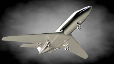 karanlık bir backgrou metalik bir yansıtıcı uçakta 3D render
