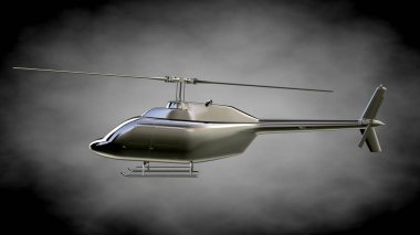 karanlık bir backgr metalik yansıtıcı helikopterle 3D render