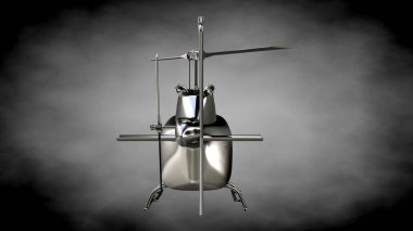 karanlık bir backgr metalik yansıtıcı helikopterle 3D render