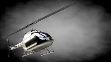 karanlık bir backgr metalik yansıtıcı helikopterle 3D render