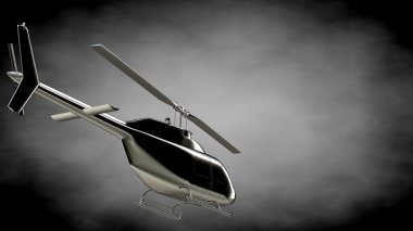 karanlık bir backgr metalik yansıtıcı helikopterle 3D render