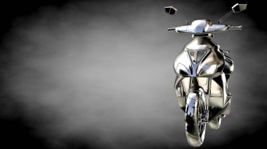 karanlık bir arka plan üzerinde metalik bir yansıtıcı motor 3D render