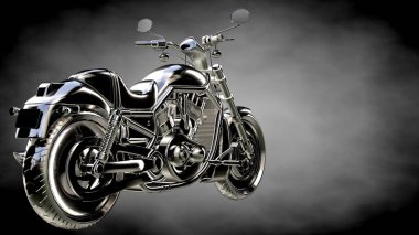 karanlık bir arka plan üzerinde metalik bir yansıtıcı motor 3D render