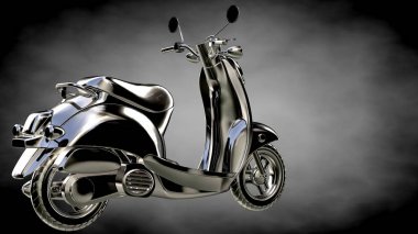 karanlık bir arka plan üzerinde metalik bir yansıtıcı motor 3D render