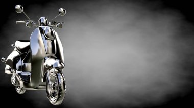 karanlık bir arka plan üzerinde metalik bir yansıtıcı motor 3D render