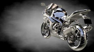 karanlık bir arka plan üzerinde metalik bir yansıtıcı motor 3D render