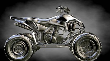 karanlık bir arka plan üzerinde metalik bir yansıtıcı motor 3D render