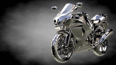 karanlık bir arka plan üzerinde metalik bir yansıtıcı motor 3D render