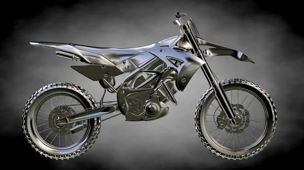 karanlık bir arka plan üzerinde metalik bir yansıtıcı motor 3D render