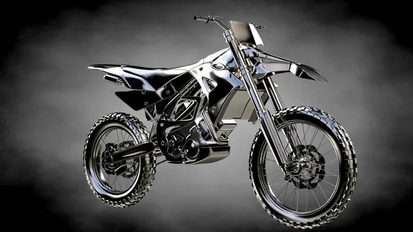 karanlık bir arka plan üzerinde metalik bir yansıtıcı motor 3D render