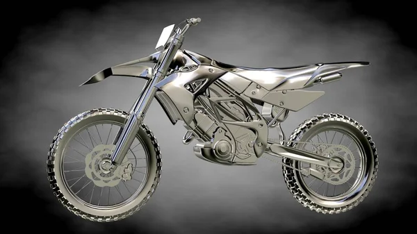 karanlık bir arka plan üzerinde metalik bir yansıtıcı motor 3D render