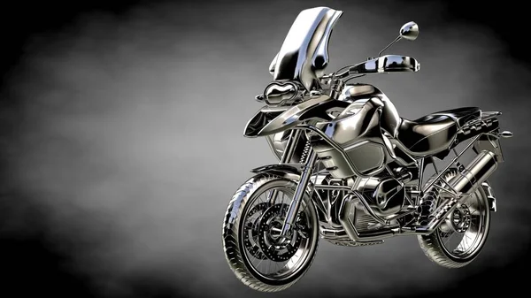 3D-weergave van een metalic reflecterende motor op een donkere achtergrond — Stockfoto