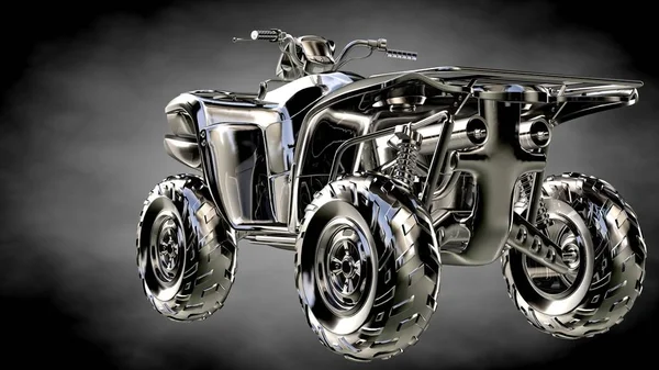 3D візуалізація металевого рефлекторного двигуна на темному фоні — стокове фото