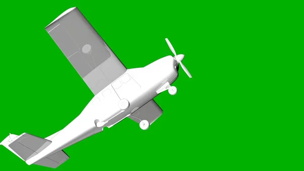Rendering 3D bianco isolato di un aeroplano su sfondo verde — Foto Stock