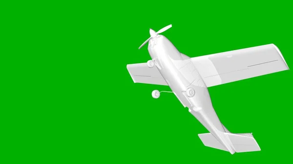 Renderização 3d branco isolado de um avião em um fundo verde — Fotografia de Stock