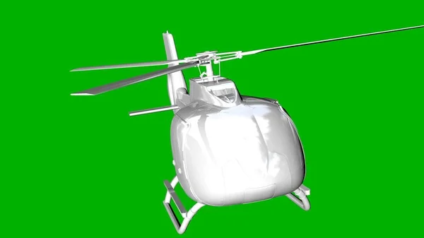 녹색 backgroun에 헬기의 흰색 3d 렌더링을 절연 — 스톡 사진
