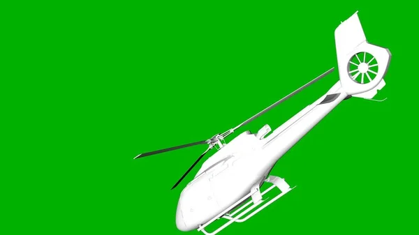 녹색 backgroun에 헬기의 흰색 3d 렌더링을 절연 — 스톡 사진