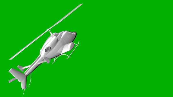 Renderização 3d branco isolado de um helicóptero em um backgroun verde — Fotografia de Stock