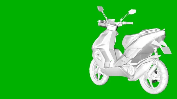Isolierte weiße 3D-Darstellung eines Motors auf grünem Hintergrund — Stockfoto